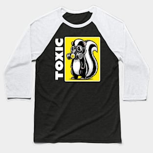 Funny Skunk with Gas Mask - Toxic Biohazard Baseball T-Shirt